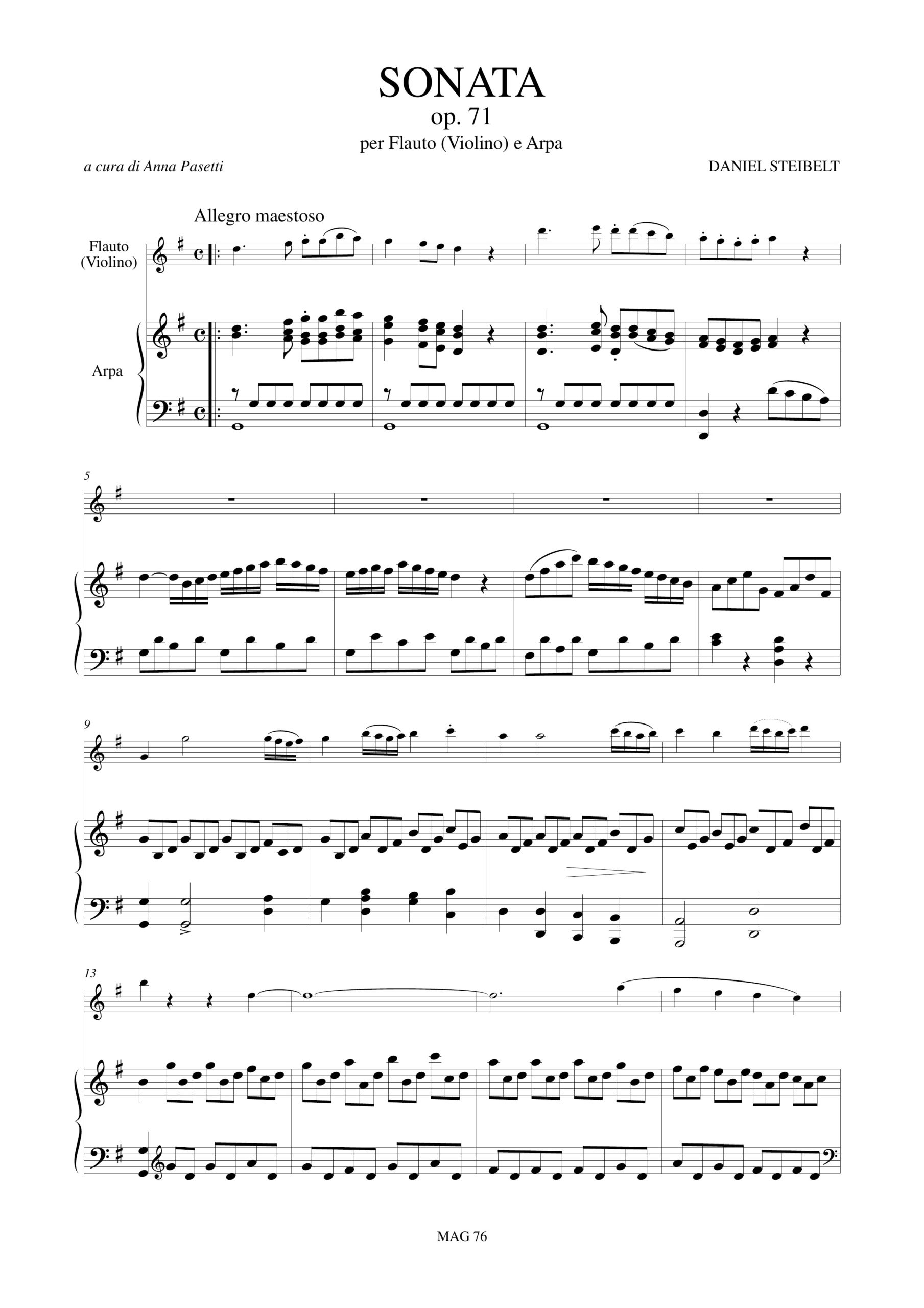 Steibelt, Daniel: Sonata Op. 71 per Flauto (Violino) e Arpa - Image 2