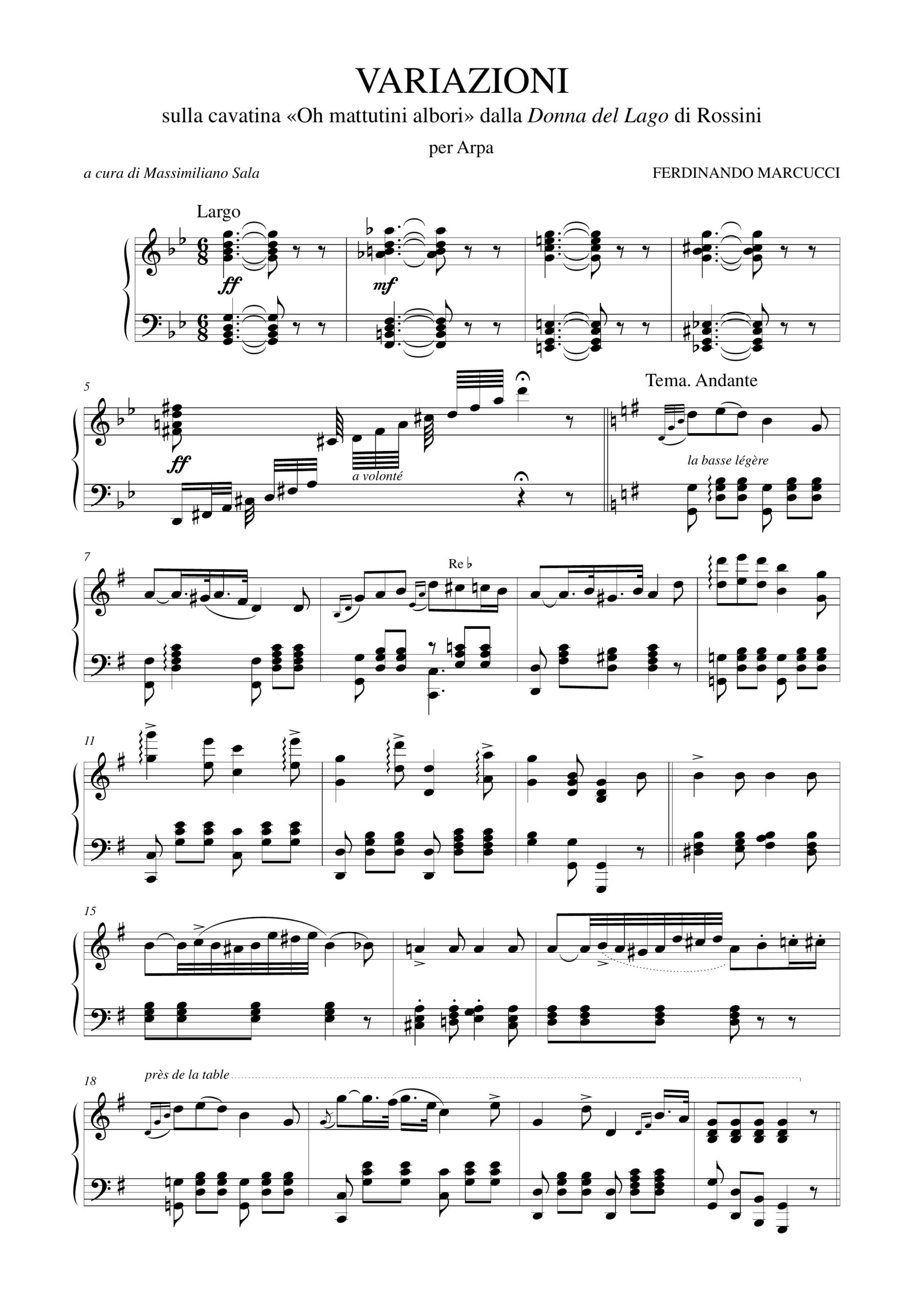 Marcucci, Ferdinando: Variazioni sulla Cavatina “Oh mattutini albori” dalla “Donna del Lago” di Rossini per Arpa - Image 2