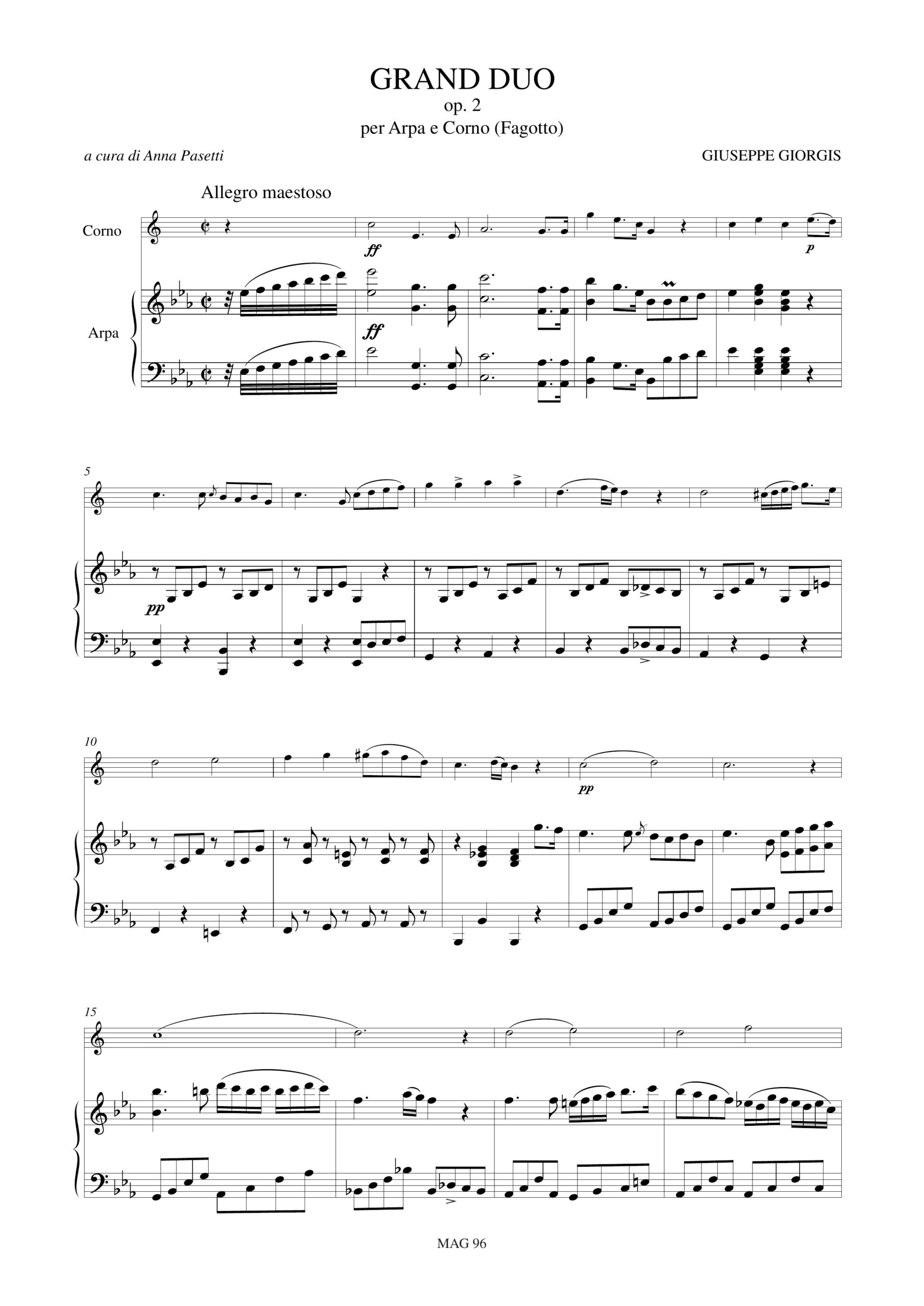 Giorgis, Giuseppe: Grand Duo Op. 2 per Arpa e Corno (Fagotto) - Image 2