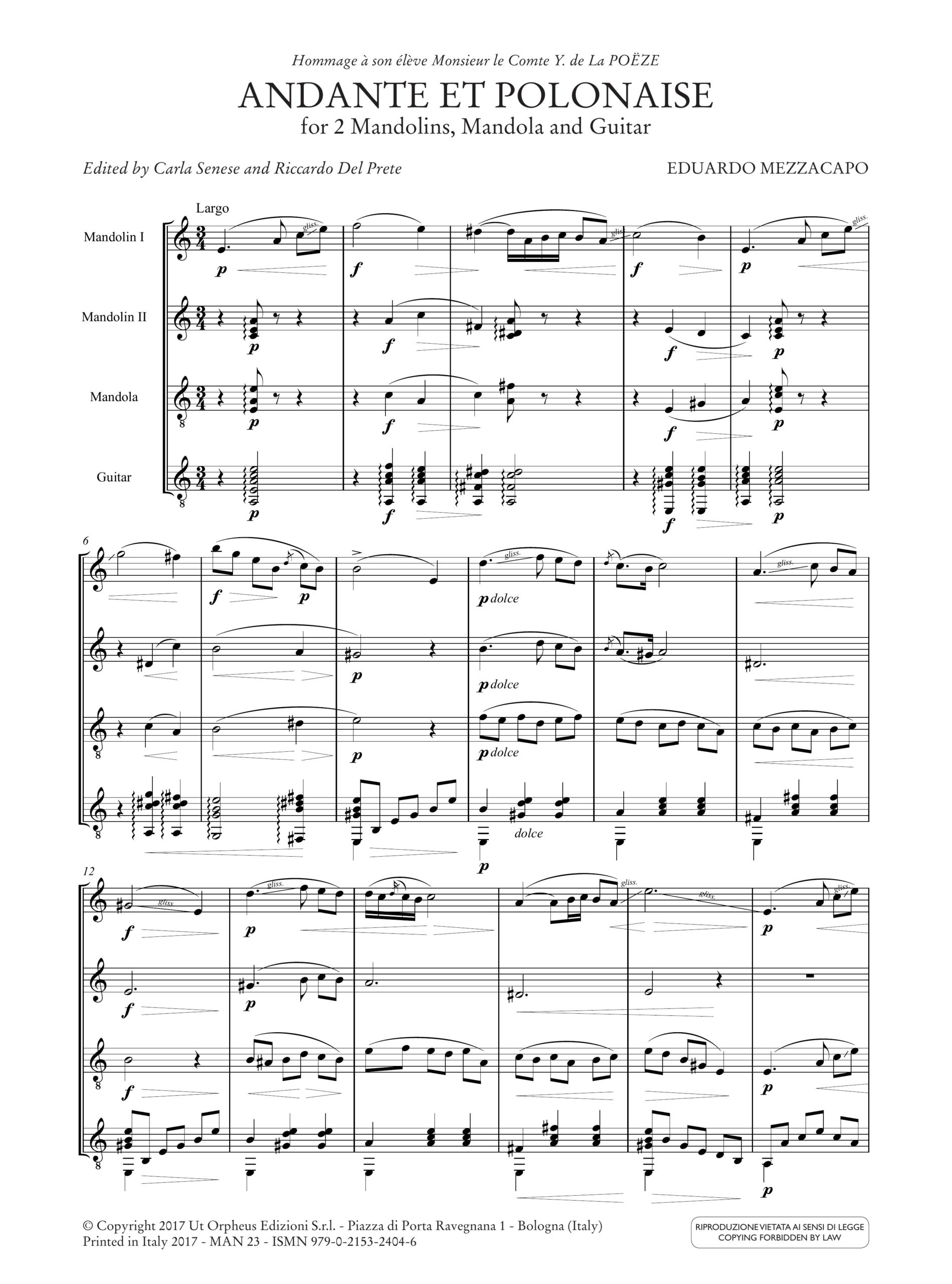 Mezzacapo, Eduardo: Andante et Polonaise per 2 Mandolini, Mandola e Chitarra - Image 2