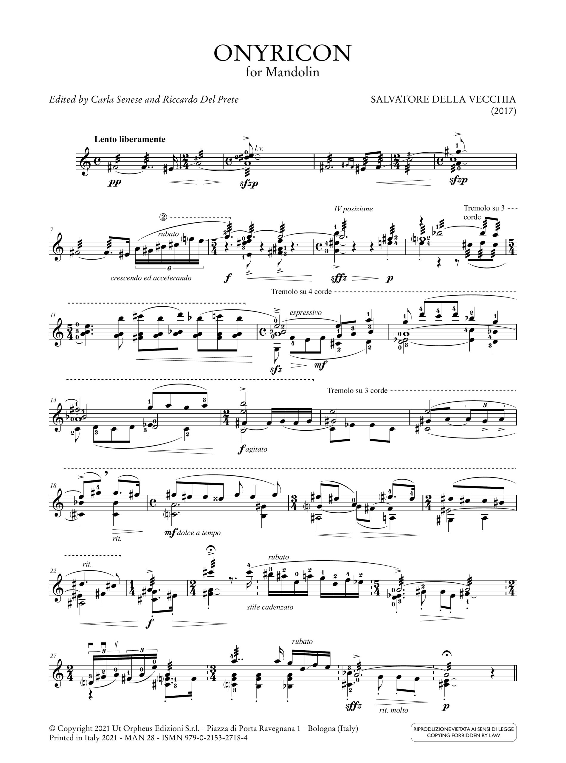 Della Vecchia, Salvatore: Onyricon per Mandolino (2017) - Image 2