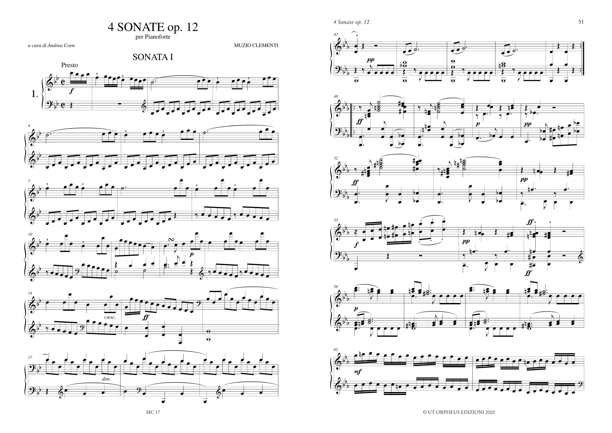 Clementi, Muzio: 4 Sonate Op. 12 per Pianoforte - Image 2