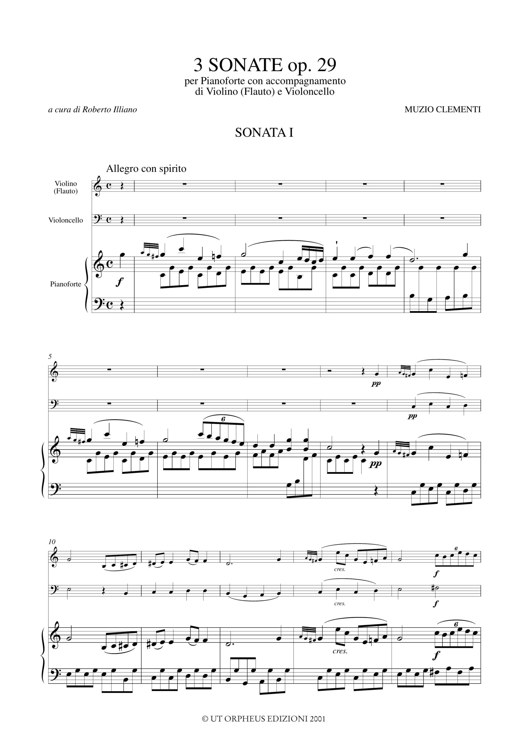 Clementi, Muzio: 3 Sonate Op. 29 per Pianoforte con accompagnamento di Violino (Flauto) e Violoncello - Image 2