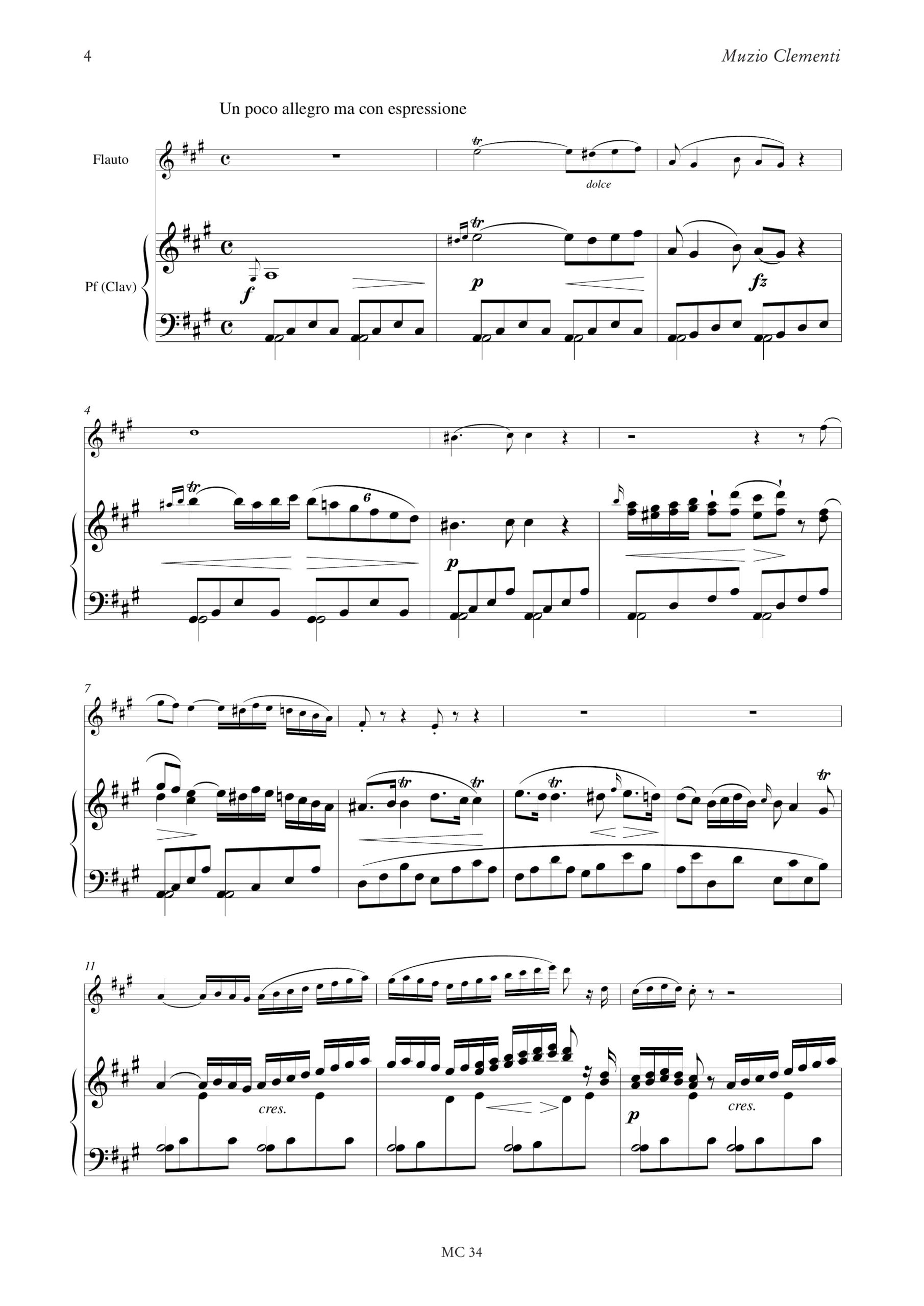 Clementi, Muzio: Sonata Op. 31 per Pianoforte o Clavicembalo e Flauto - Image 3