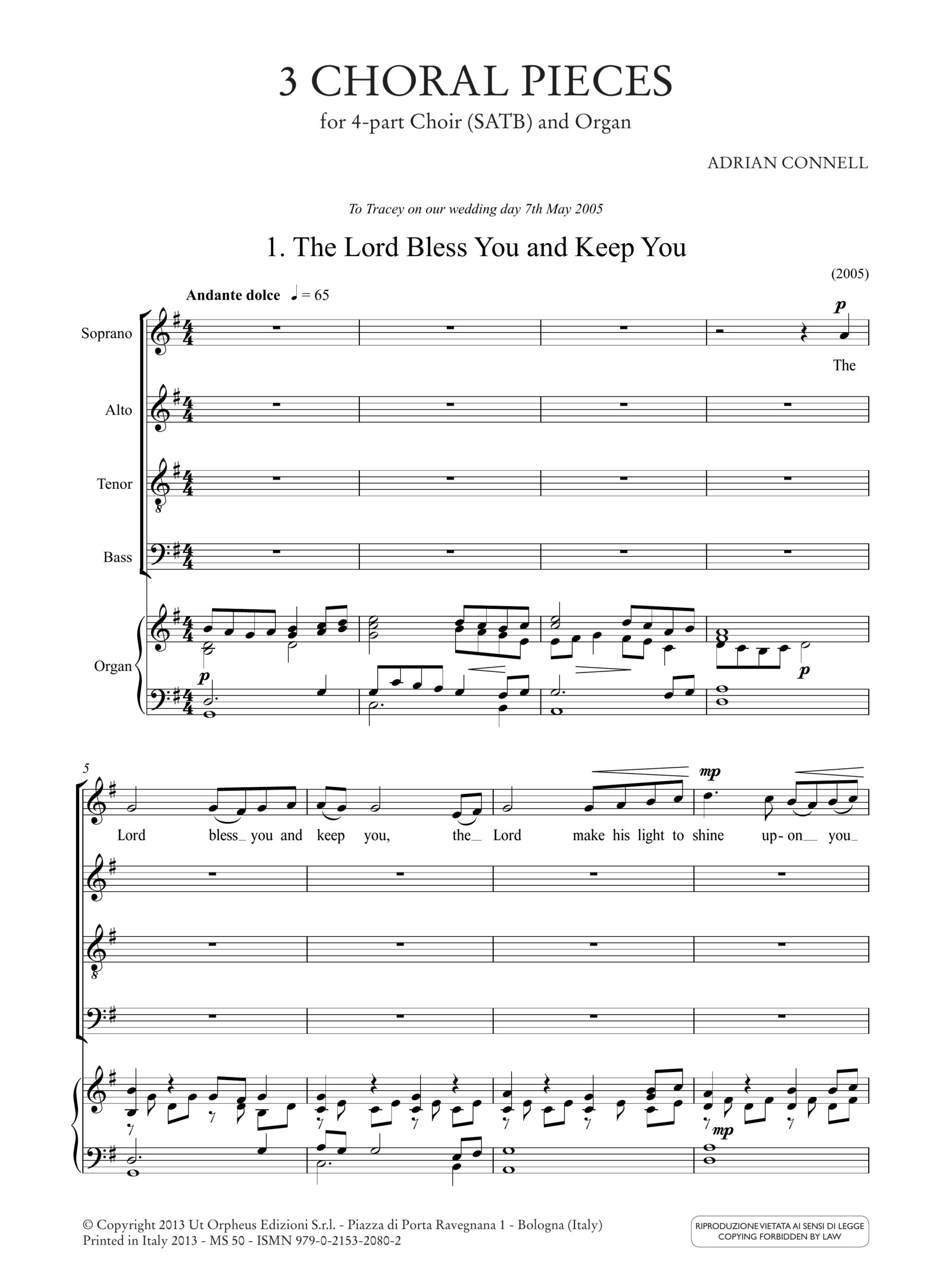 Connell, Adrian: 3 Choral Pieces per Coro a 4 voci (SATB) e Organo - Image 2