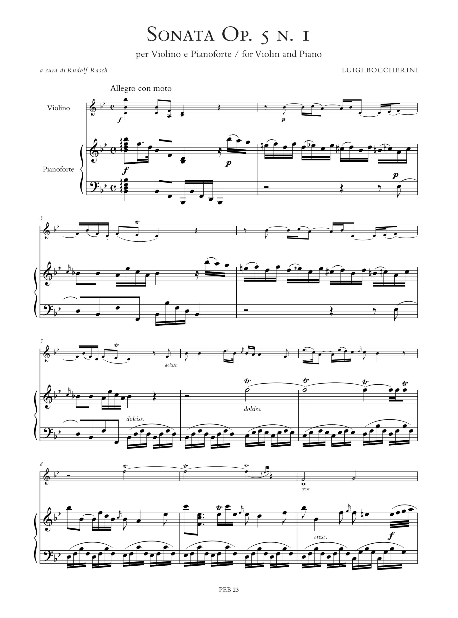 Boccherini, Luigi: 6 Sonate Op. 5 (G 25-30) per Violino e Pianoforte - Vol. 1: Sonate Nn. 1-3 - Image 2