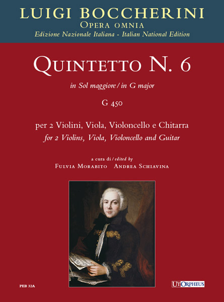 Boccherini, Luigi: Quintetto N. 6 in Sol maggiore (G 450) per 2 Violini, Viola, Violoncello e Chitarra [Partitura]