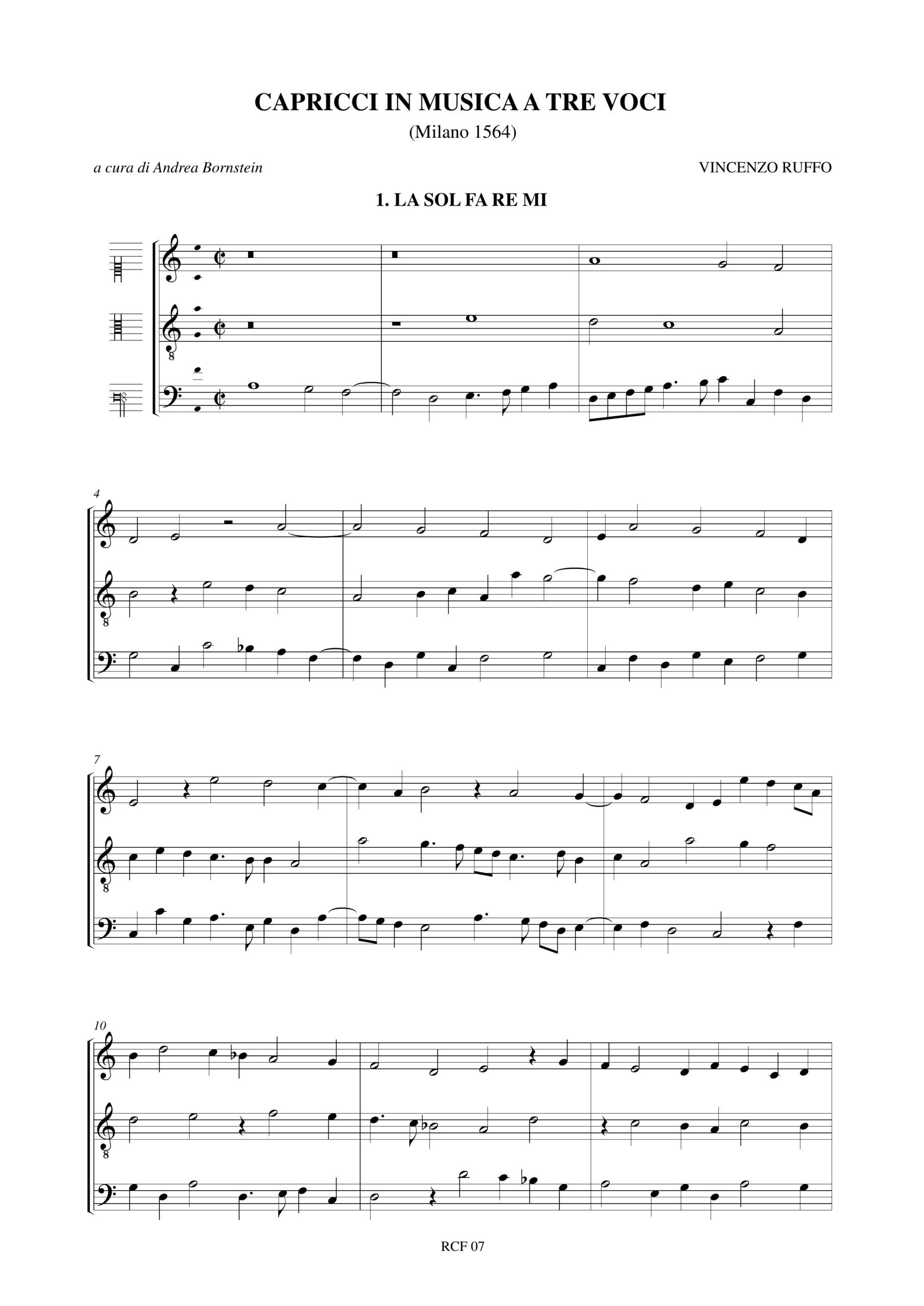 Ruffo, Vincenzo: Capricci a tre voci (Milano 1564) - Image 2