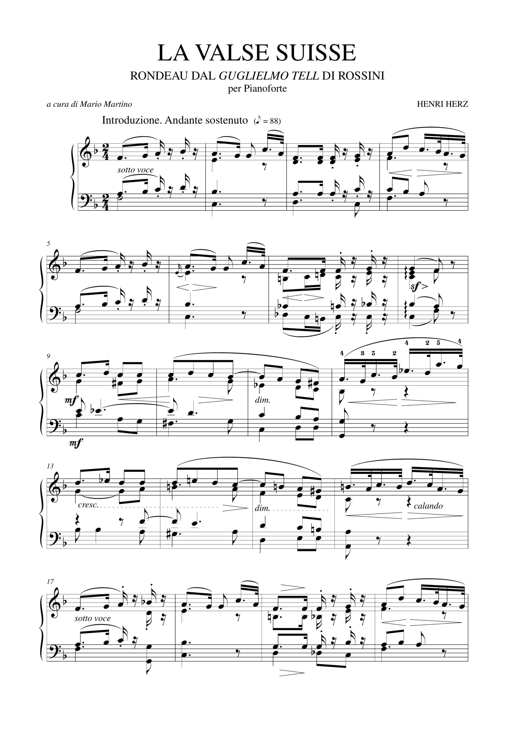 Herz, Henri: La Valse Suisse. Rondeau dal “Guglielmo Tell” di Rossini per Pianoforte - Image 2