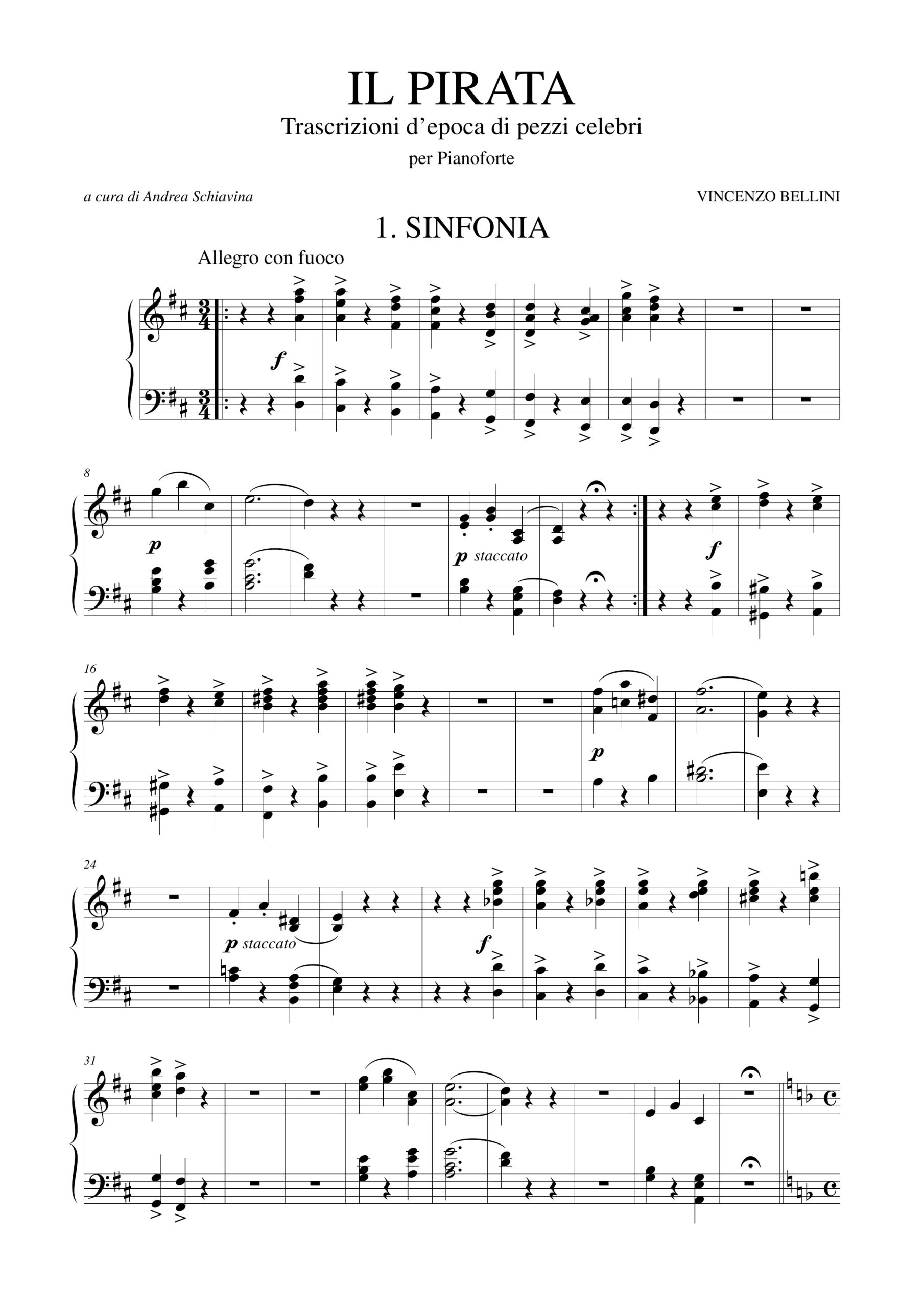 Bellini, Vincenzo: Il Pirata. Trascrizioni d’epoca di pezzi celebri per Pianoforte - Image 2