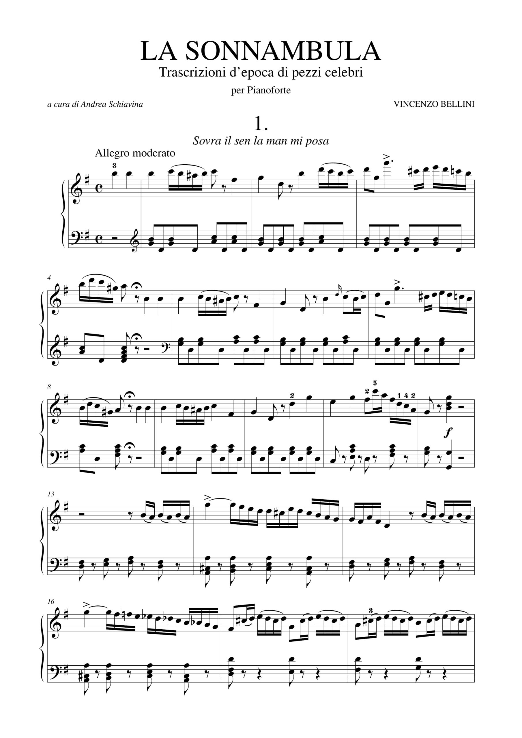 Bellini, Vincenzo: La Sonnambula. Trascrizioni d’epoca di pezzi celebri per Pianoforte - Image 2