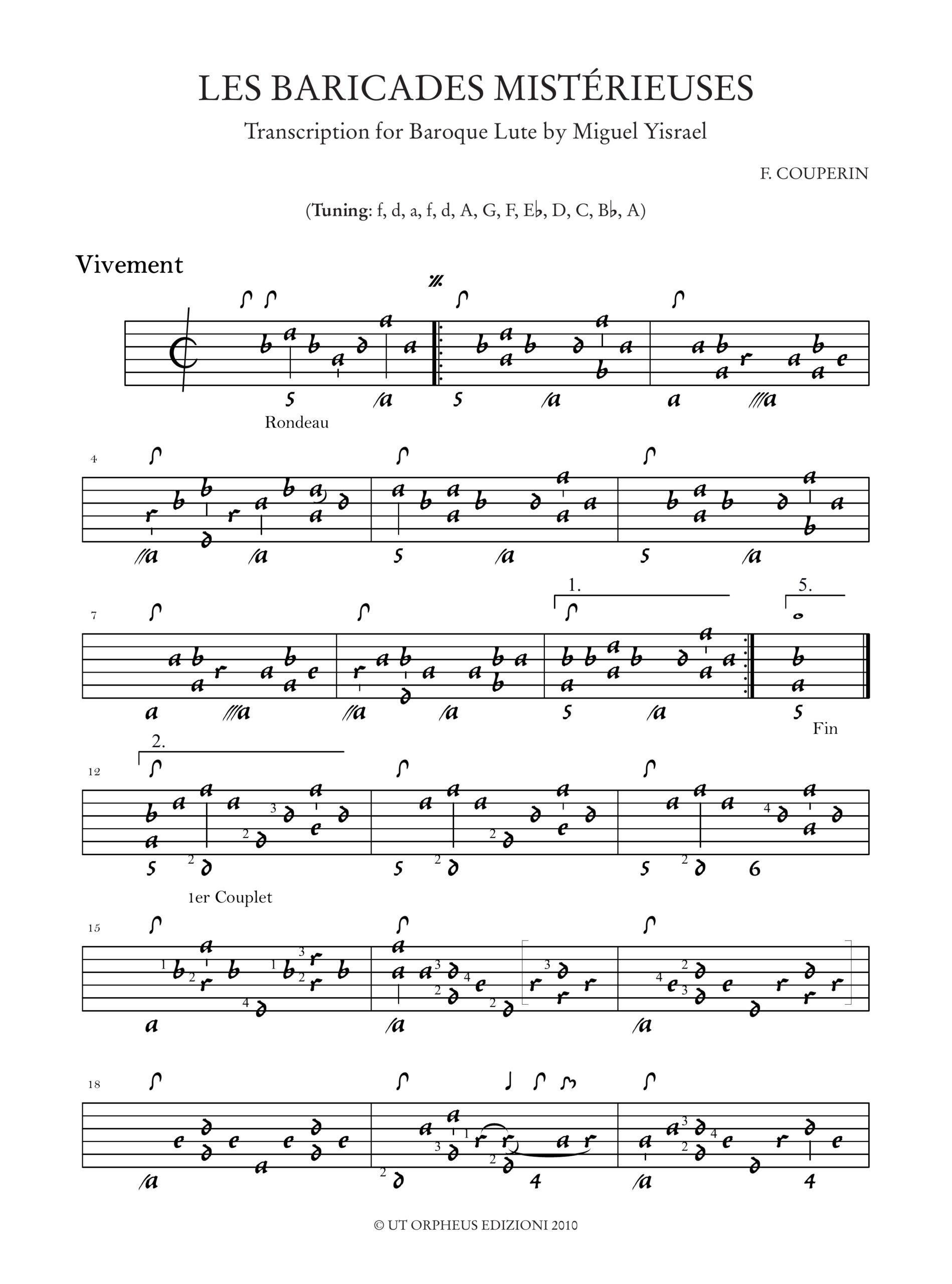 Couperin, François: Les Baricades Mistérieuses per Liuto Barocco - Image 2