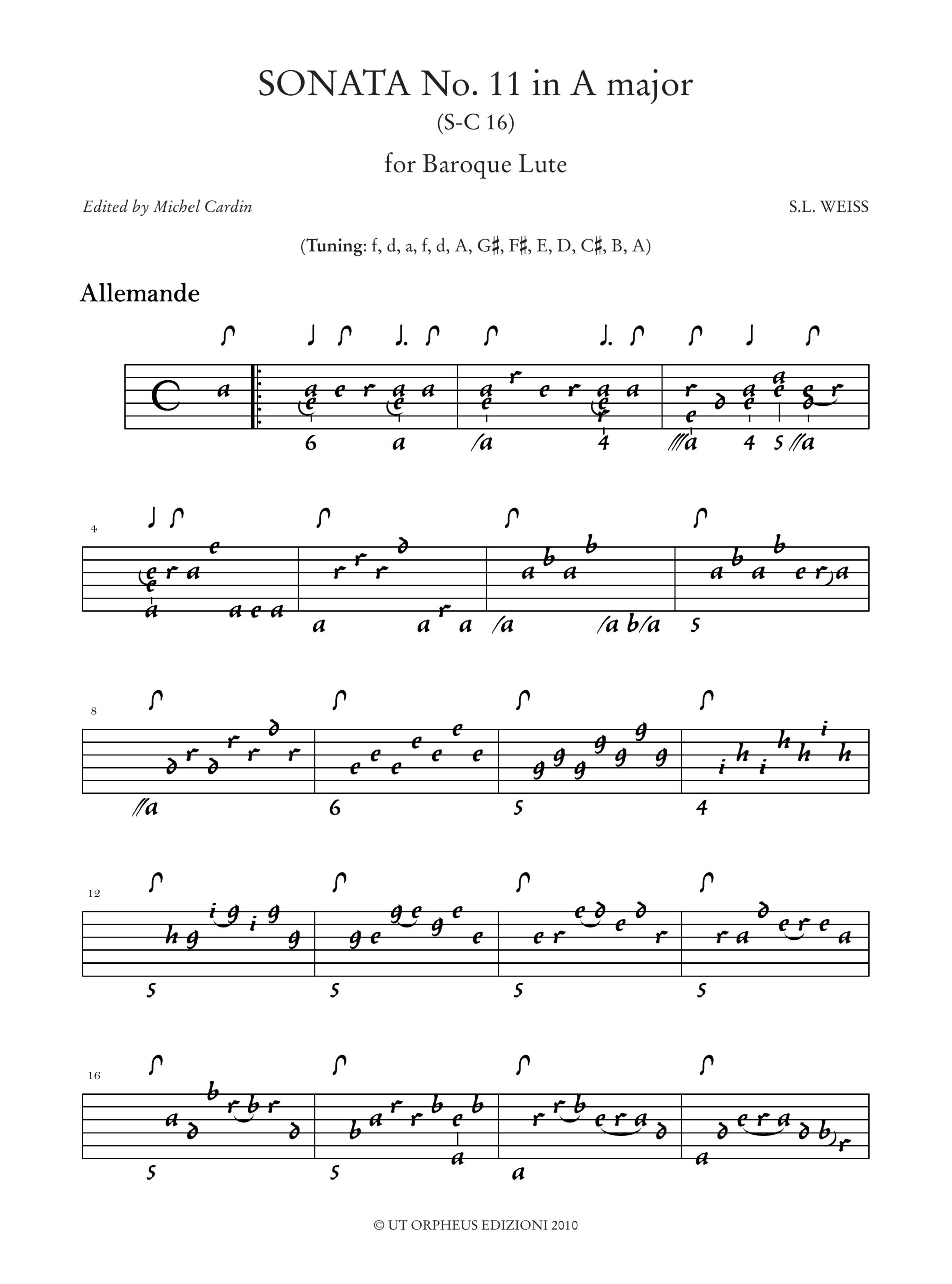 Weiss, Sylvius Leopold: Sonata N. 11 in La maggiore (S-C 16) - Sonata N. 15 in Fa minore (S-C 21) per Liuto Barocco - Image 2