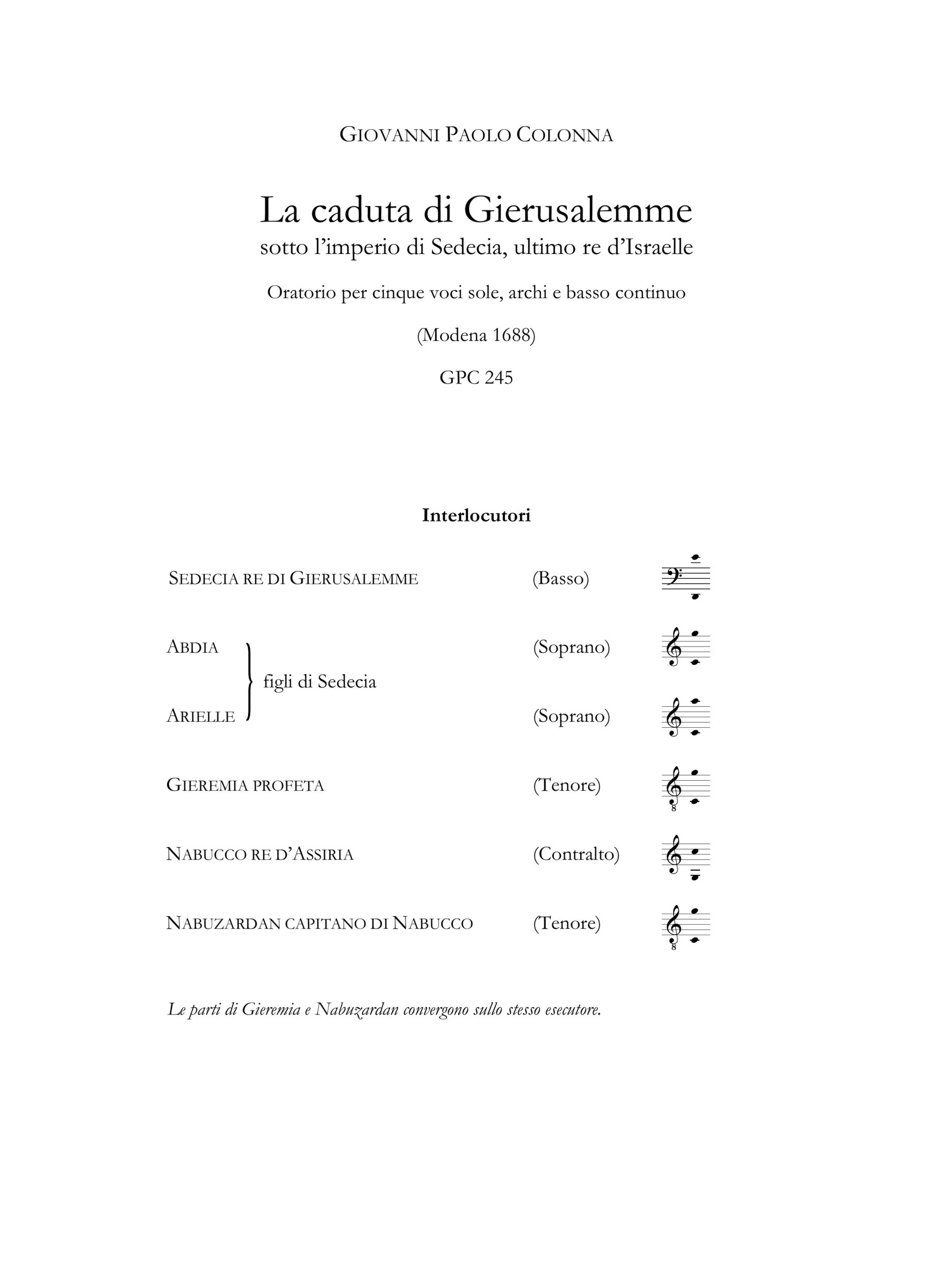 Colonna, Giovanni Paolo: La caduta di Gierusalemme sotto l’imperio di Sedecia, ultimo re d’Israelle (Modena 1688) - Image 2