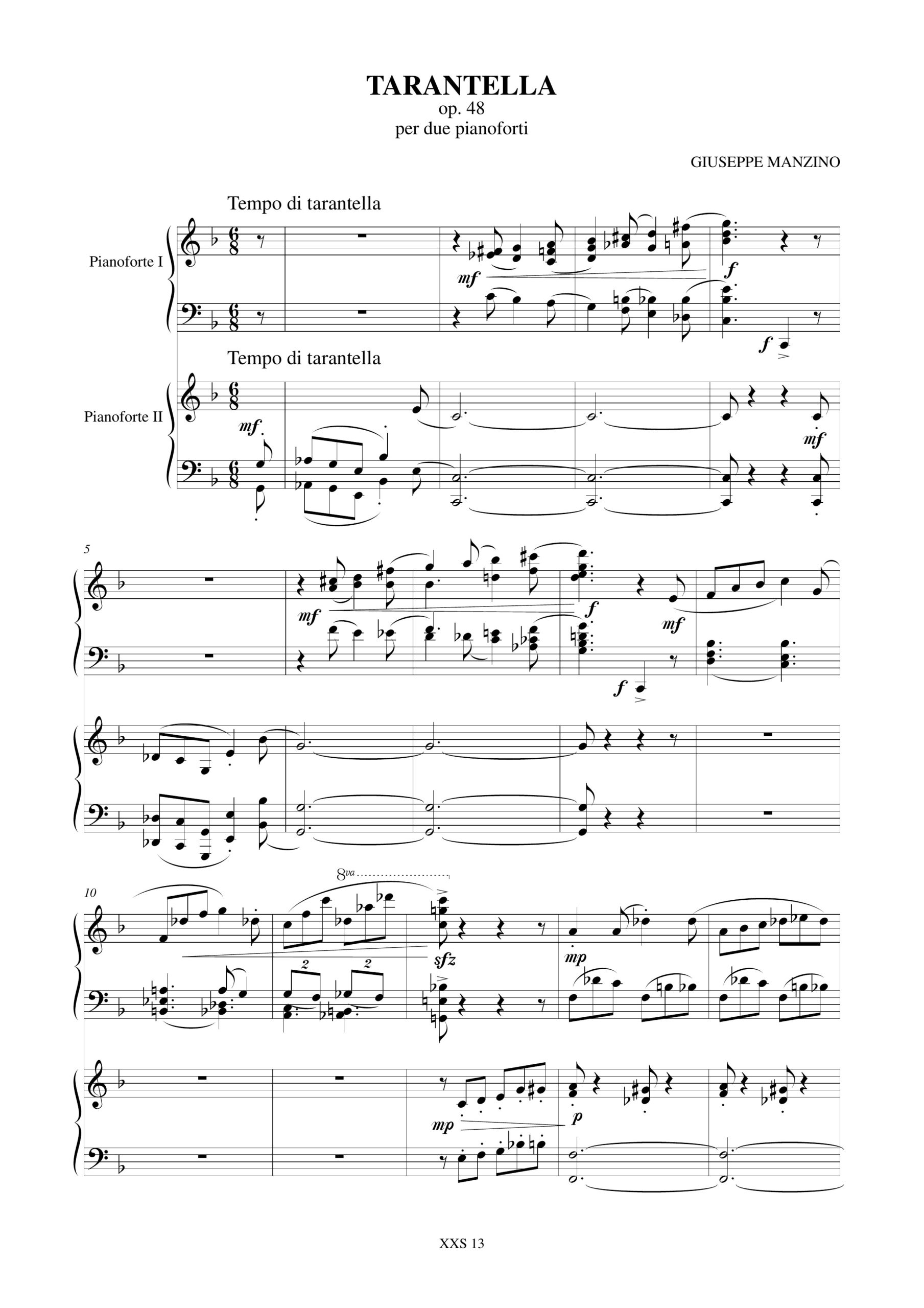 Manzino, Giuseppe: Tarantella Op. 48. Divertimento Op. 49 per 2 Pianoforti - Image 2