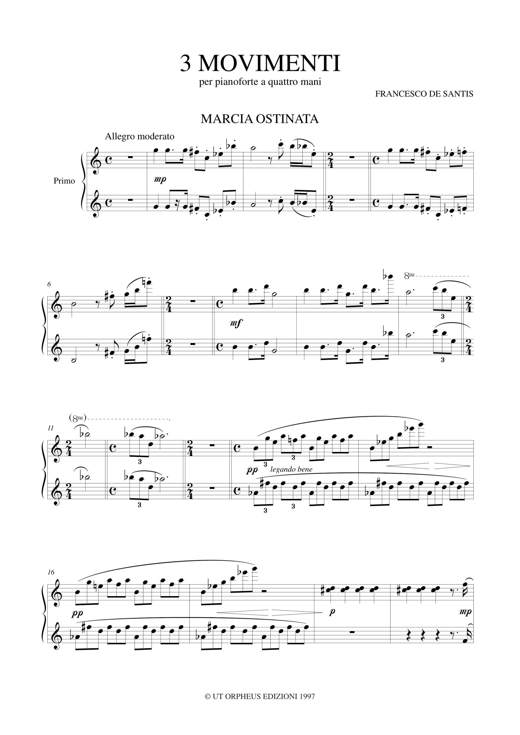 De Santis, Francesco: 3 Movimenti per Pianoforte a 4 mani - Image 3