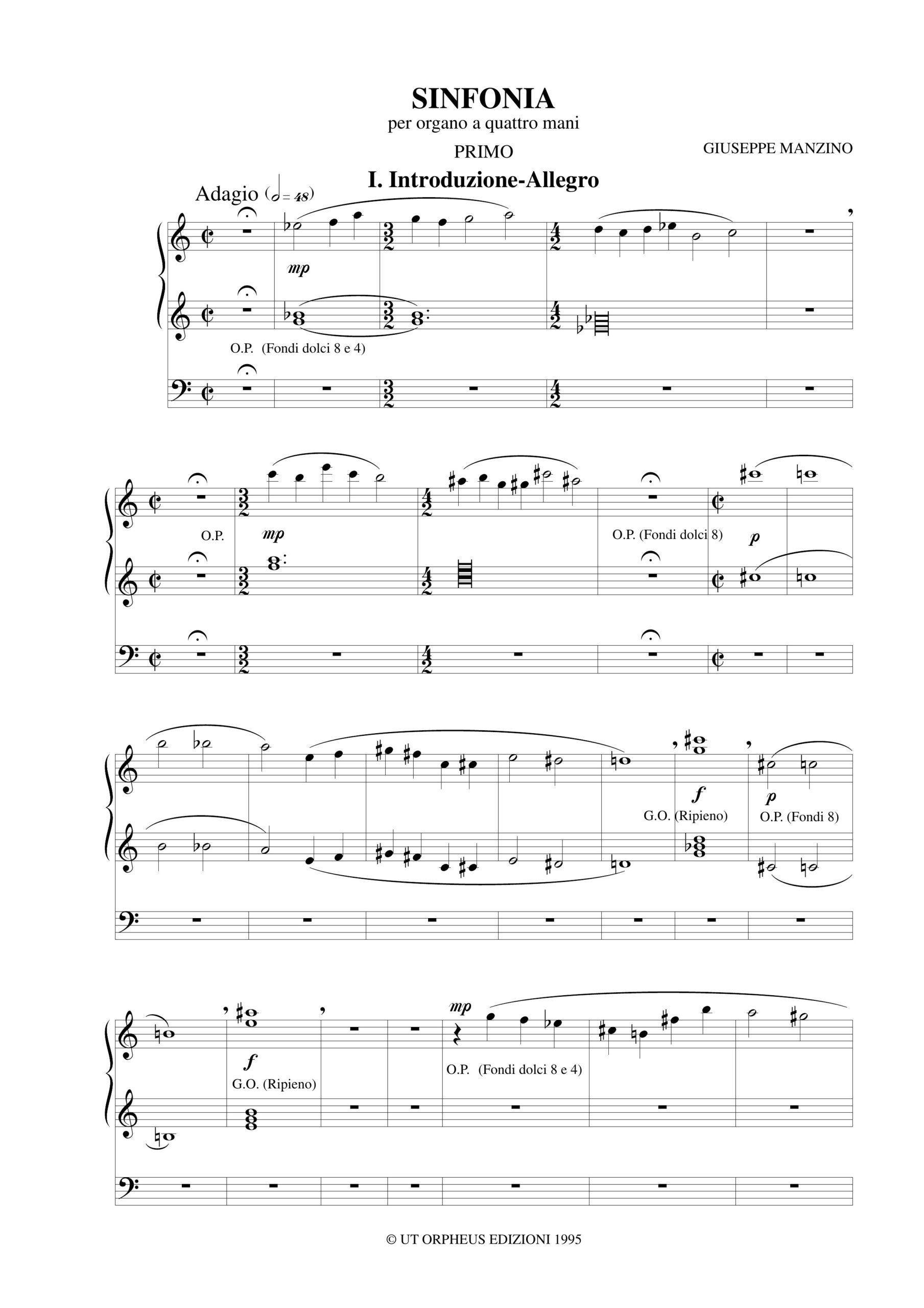 Manzino, Giuseppe: Sinfonia per Organo a 4 mani (1989) - Image 3