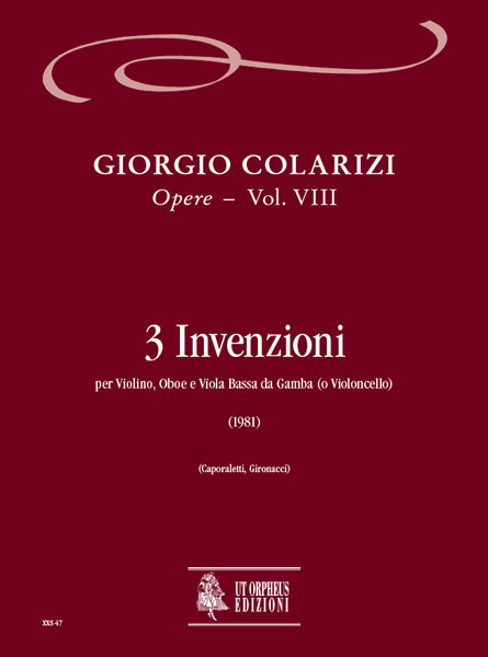 Colarizi, Giorgio: 3 Invenzioni per Violino, Oboe e Viola Bassa da Gamba (Violoncello) (1981)