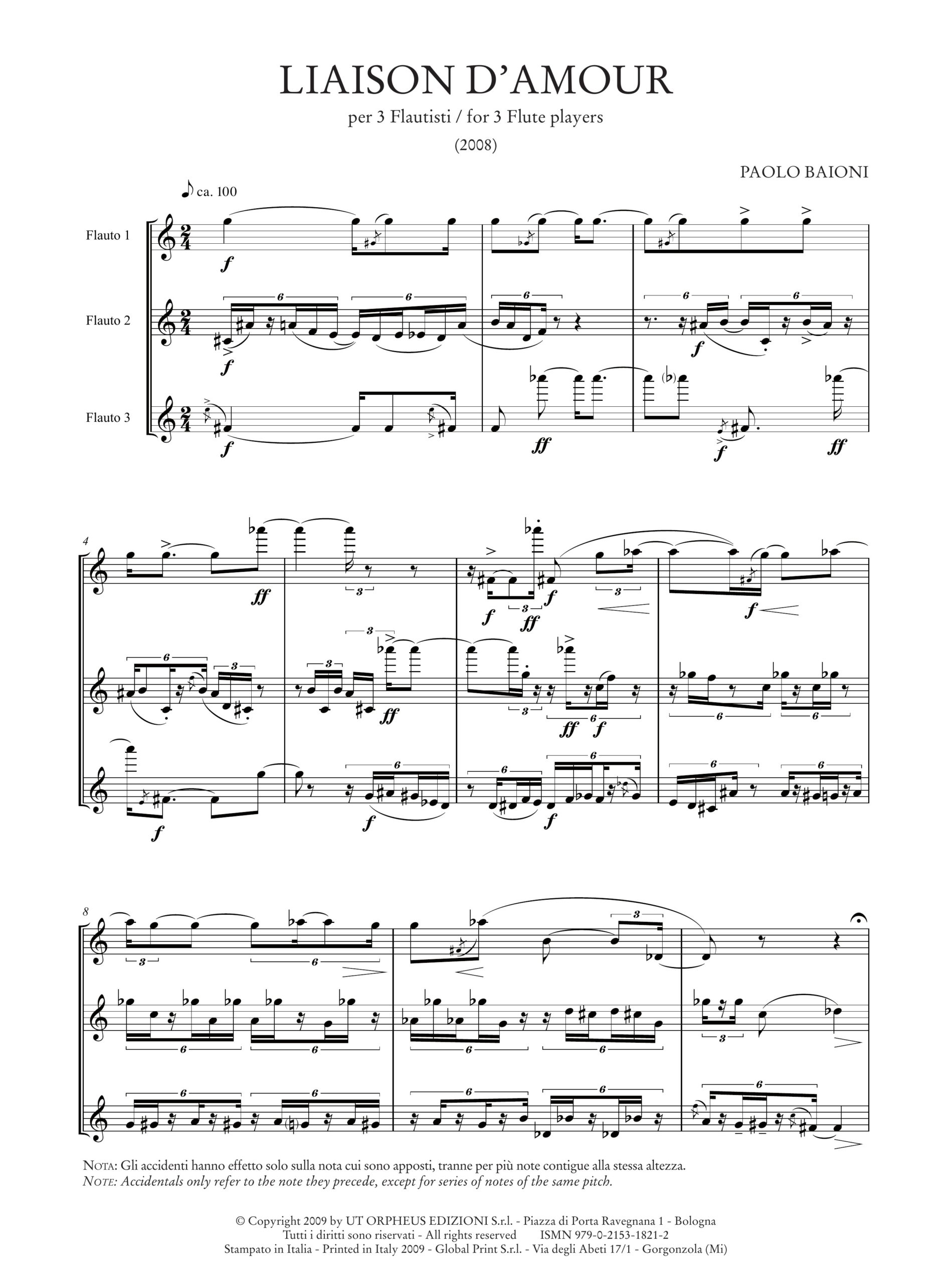 Baioni, Paolo: Liaison d’amour per 3 Flautisti (2008) - Image 2