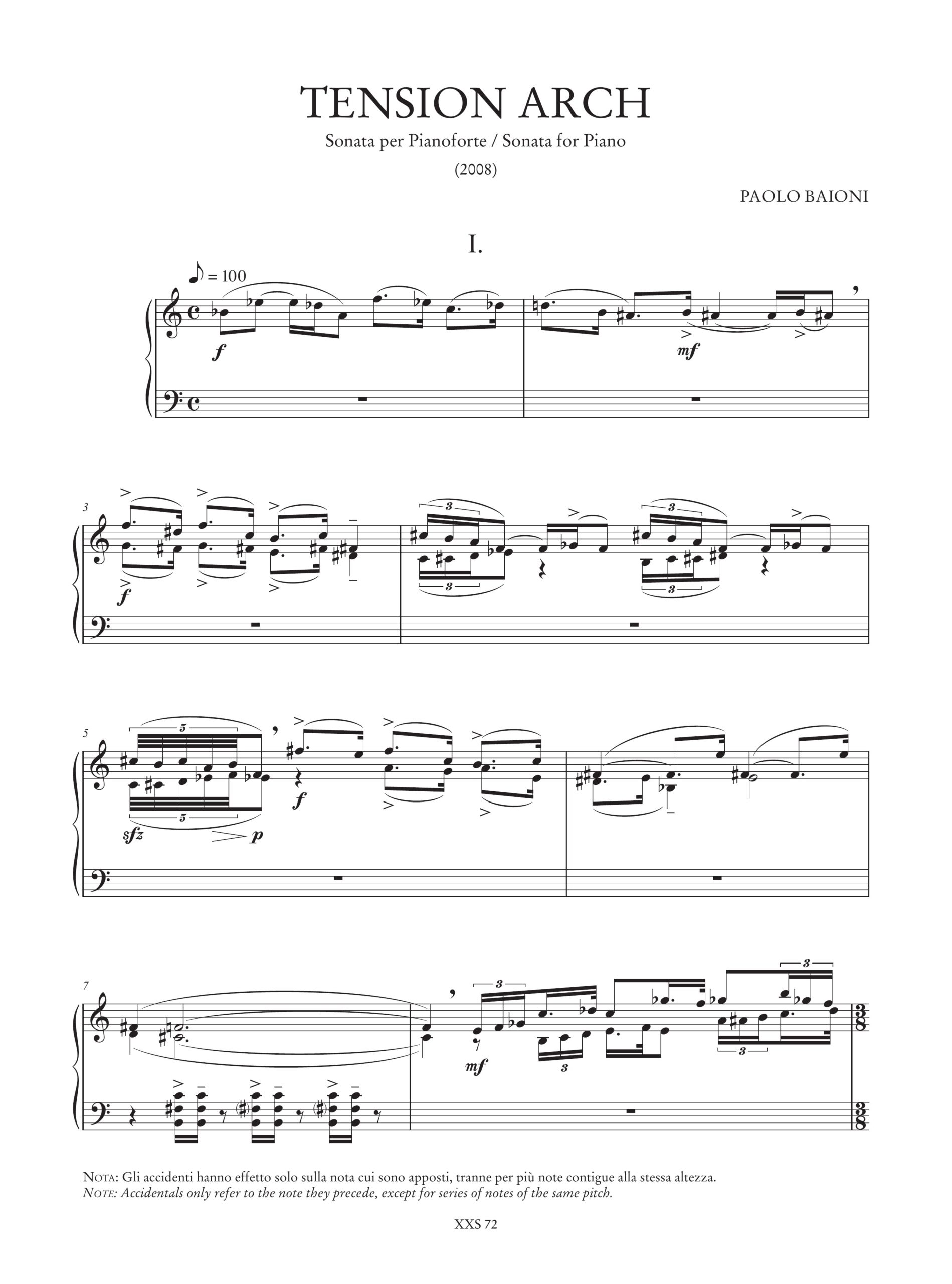 Baioni, Paolo: Tension Arch. Sonata per Pianoforte (2008) - Image 2