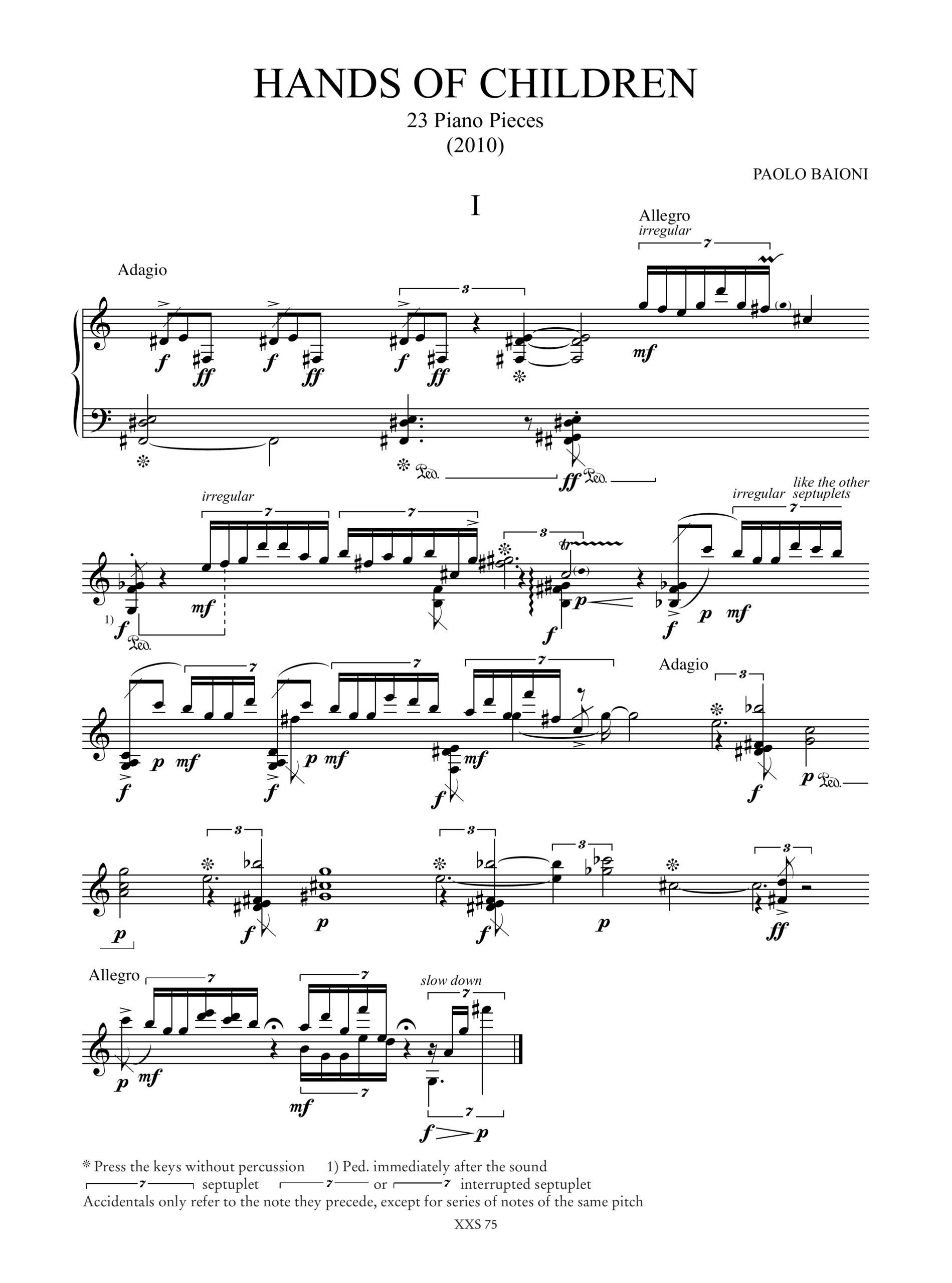 Baioni, Paolo: Hands of Children. 23 Piano Pieces (2010) - Image 2