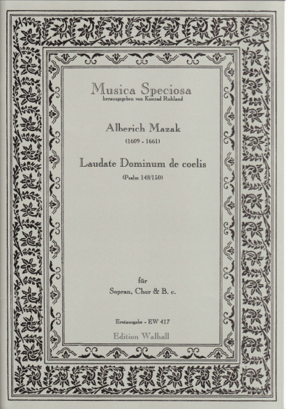 Mazak, Alberich (1609–1661): Laudate Dominum de coelis– Partitur und Singpartituren
