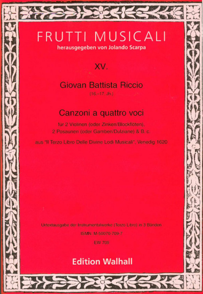 Riccio, Giovan Battista (16.-17. Jh.): Canzonen und Sonaten- Band III