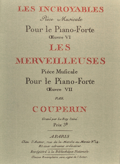 COUPERIN, Gervais-François (1759–1826): Les incroyables, pièce musicale pour le piano-forte