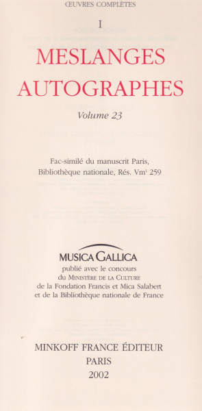 Charpentier, Marc-Antoine (1645 /50–1704): Gesamtausgabe ManuskripteBand 23(Musica Gallica)
