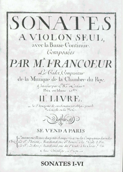 Francoeur, François "le cadet" (1698-1787): Sonates II. livre- Sonates I-VI