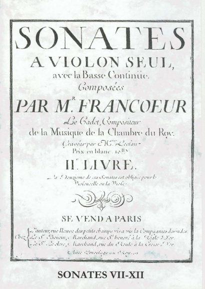 Francoeur, François "le cadet" (1698-1787): Sonates II. livre- Sonates VII-XII