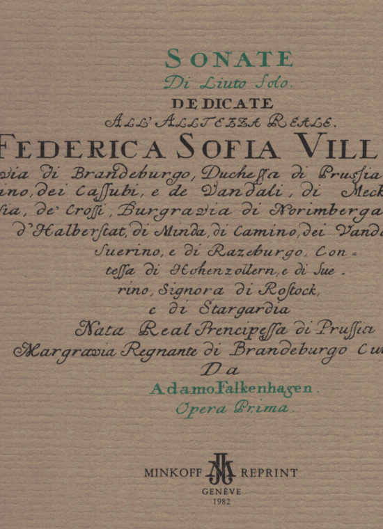 Adamo Falkenhagen - Sonate di Liuto Solo, Opera prima, Nürnberg 1740