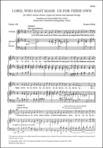 Holst, Gustav - Lord, who hast made us for thine own. Psalm 148
