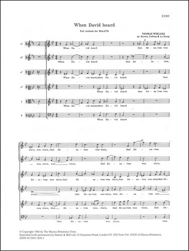 Weelkes, Thomas - When David heard