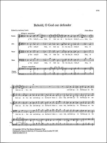 Blow, John - Behold, O God our defender and Let my prayer come up