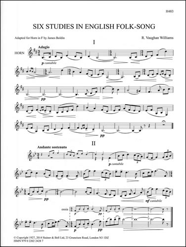 Vaughan Williams, Ralph - Six Studies in English Folk-Song. Horn in F