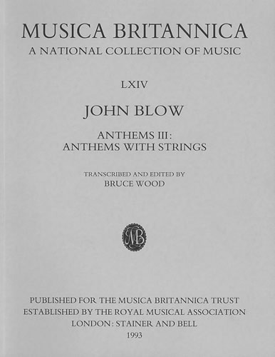 Blow, John - Anthems III: Anthems with Strings