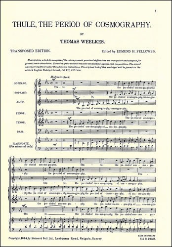 Weelkes, Thomas - The Andalusian Merchant with Thule, the Period of Cosmography
