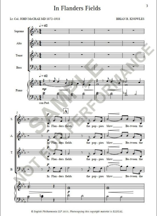 Knowles, Brian - In Flanders Fields (SATB)