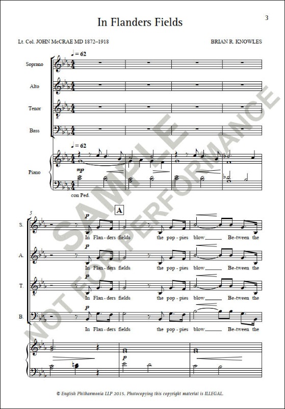 Knowles, Brian - In Flanders Fields (SATB)
