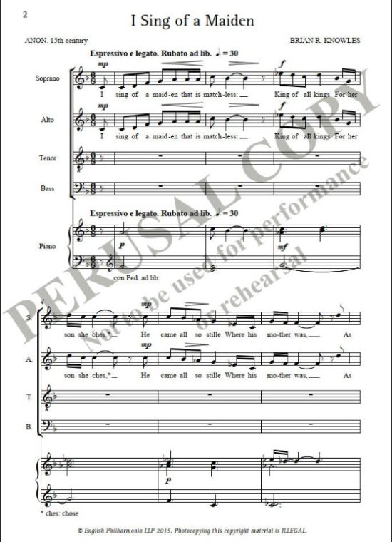 Knowles, Brian - I Sing of a Maiden (SATB)