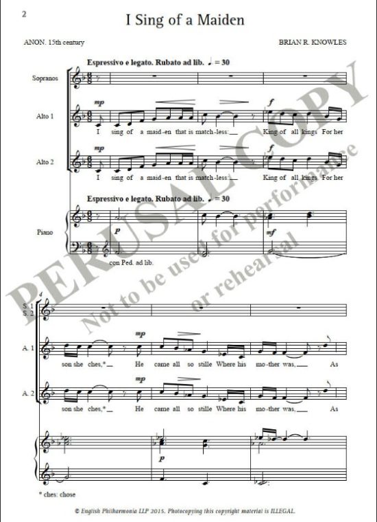 Knowles, Brian - I Sing of a Maiden (SSAA)