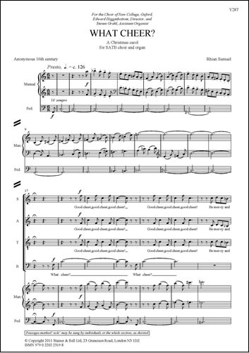 Samuel, Rhian - What Cheer? SATB & Org