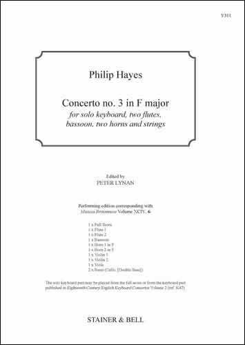 Hayes, Philip - Concerto no. 3 in F major. Score & Parts