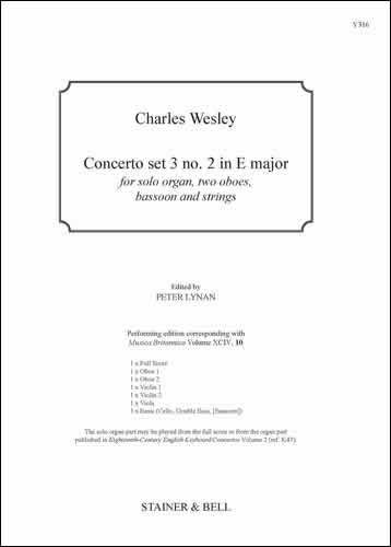 Wesley, Charles - Concerto set 3 no. 2 in E. Sc & Parts