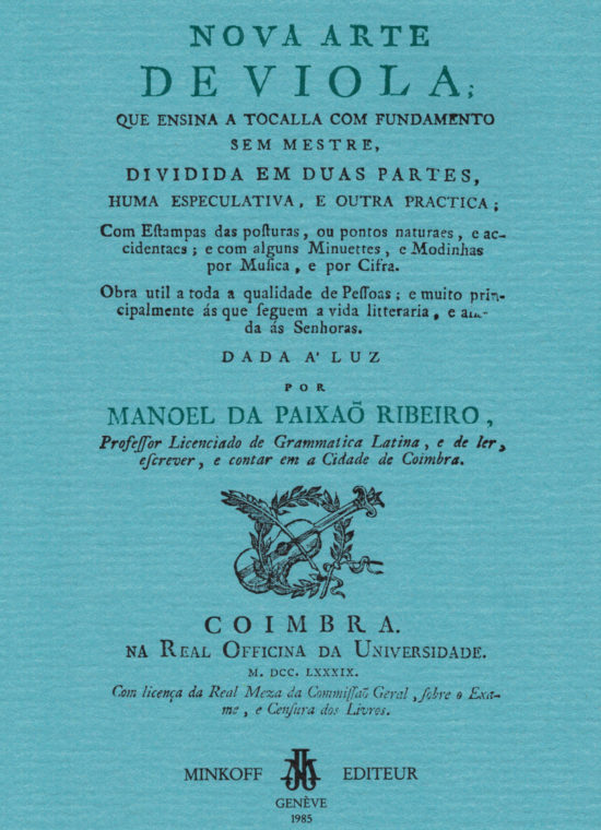 Manoel Da Paixao Ribeiro - Nova Arte de Viola, Coimbra 1789