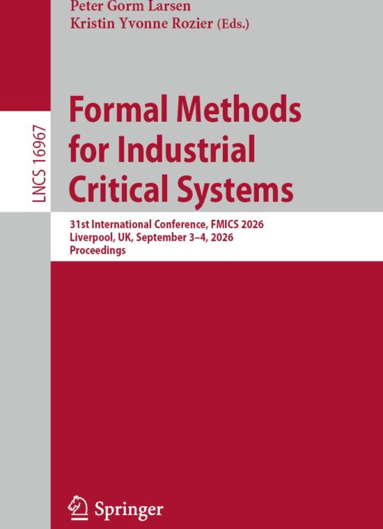 Book cover / Buchcover: Formal Methods for Industrial Critical Systems
