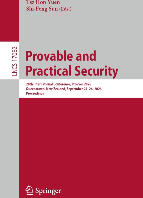 Book cover / Buchcover: Provable and Practical Security